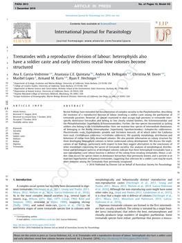 Trematodes with a Reproductive Division of Labour: Heterophyids Also