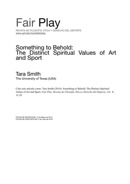 The Distinct Spiritual Values of Art and Sport