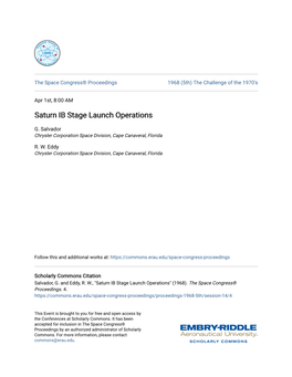 Saturn IB Stage Launch Operations