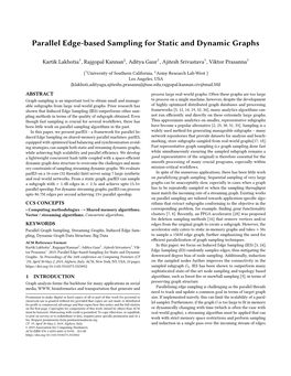 Parallel Edge-Based Sampling for Static and Dynamic Graphs