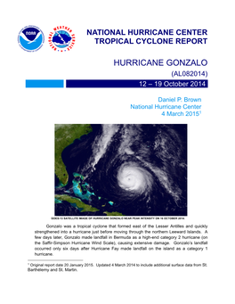 Hurricane Gonzalo Tropical Cyclone Report