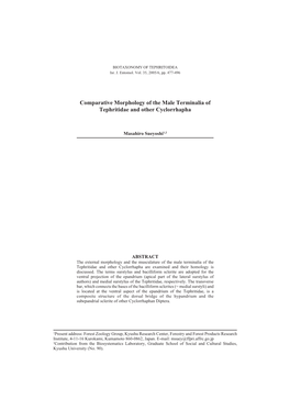 Comparative Morphology of the Male Terminalia of Tephritidae and Other Cyclorrhapha