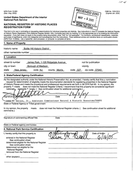 United States Department of the Interior National Park Service NATIONAL REGISTER of HISTORIC PLACES REGISTRATION FORM