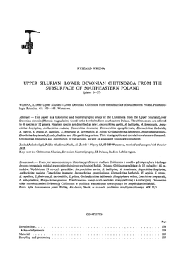 UPPER SILURIAN-LOWER DEVONIAN CHITINOZOA FR.OM the SUBSURFACE of SOUTHEASTERN POLAND (Plates 24-37)