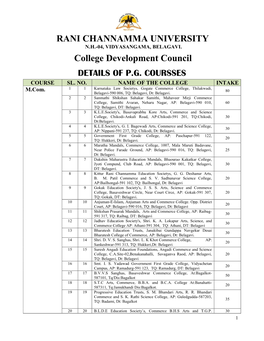 RANI CHANNAMMA UNIVERSITY College Development Council