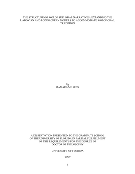 The Structure of Wolof Sufi Oral Narratives: Expanding the Labovian and Longacrean Models to Accommodate Wolof Oral Tradition