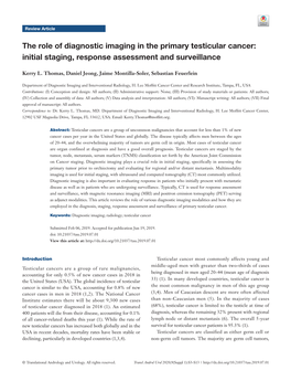The Role of Diagnostic Imaging in the Primary Testicular Cancer: Initial Staging, Response Assessment and Surveillance