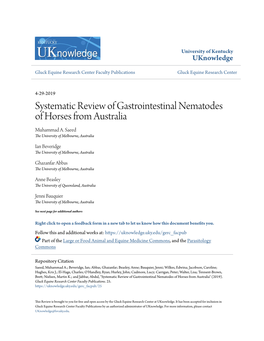 Systematic Review of Gastrointestinal Nematodes of Horses from Australia Muhammad A