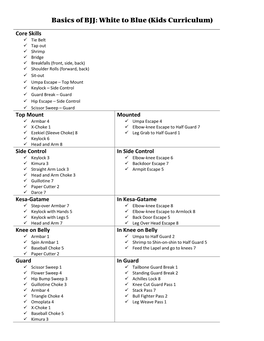 Basics of BJJ: White to Blue (Kids Curriculum)