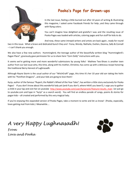 A Very Happy Lughnasadh! from Lora and Pooka