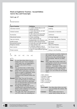 Flash on English for Tourism – Second Edition Answer Key and Transcripts