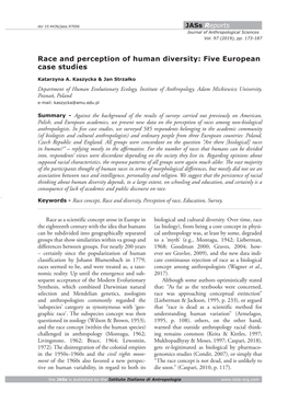 Race and Perception of Human Diversity: Five European Case Studies