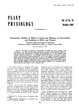 Comparative Studies of Effect of Auxin and Ethylene and Synthesis Of