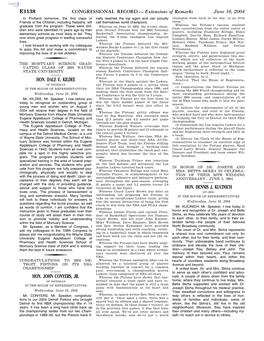 CONGRESSIONAL RECORD— Extensions of Remarks E1138 HON. DALE E. KILDEE HON. JOHN CONYERS, JR. HON. DENNIS J. KUCINICH