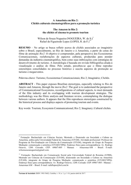 A Amazônia Em Rio 2: Clichês Culturais Cinematográficos Para a Promoção Turística