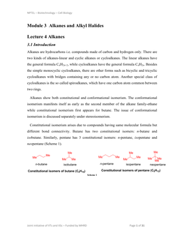 Module 3 Alkanes and Alkyl Halides Lecture 4 Alkanes