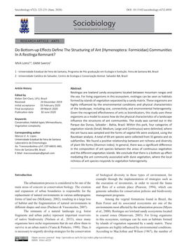 Sociobiology 67(2): 223-231 (June, 2020) DOI: 10.13102/Sociobiology.V67i2.4938