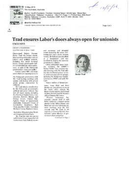 Trad Ensures Labor's Doors Always Open for Unionists