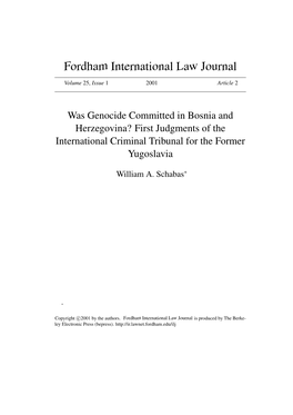 Was Genocide Committed in Bosnia and Herzegovina? First Judgments of the International Criminal Tribunal for the Former Yugoslavia