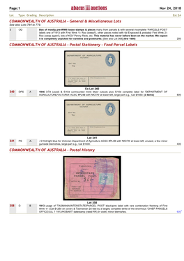 Xref Parcel Catalogue for Auction