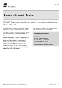 Schools with Security Fencing July 2016