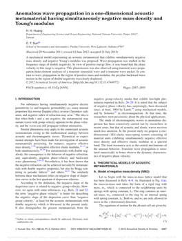 Anomalous Wave Propagation in a One-Dimensional Acoustic Metamaterial Having Simultaneously Negative Mass Density and Young’S Modulus