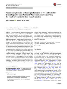 Palaeo-Ecological and Archaeological Analysis of Two Dutch Celtic Fields