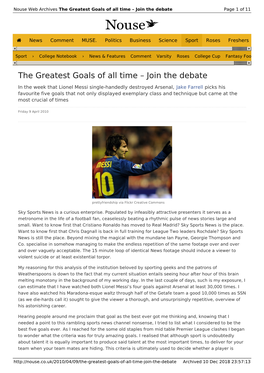 The Greatest Goals of All Time – Join the Debate | Nouse