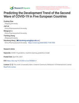 Predicting the Development Trend of the Second Wave of COVID-19 in Five European Countries