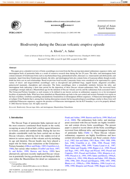 Biodiversity During the Deccan Volcanic Eruptive Episode