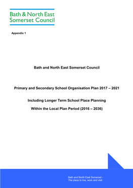 Primary and Secondary School Organisation Plan 2017 – 2021