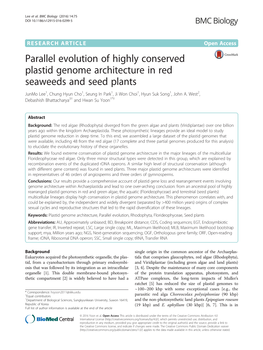 Parallel Evolution of Highly Conserved Plastid Genome Architecture in Red Seaweeds and Seed Plants