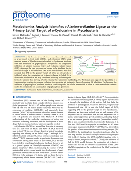 Metabolomics Analysis Identifies D‑Alanine‑D‑Alanine Ligase As The