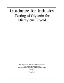 Testing of Glycerin for Diethylene Glycol