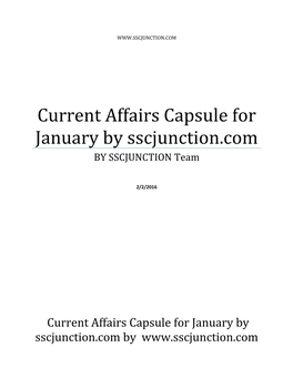 Current Affairs Capsule for January by Sscjunction.Com by SSCJUNCTION Team