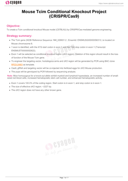 Mouse Tcim Conditional Knockout Project (CRISPR/Cas9)