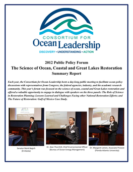 The Science of Ocean, Coastal and Great Lakes Restoration Summary Report