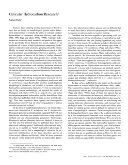 Cuticular Hydrocarbon Research1