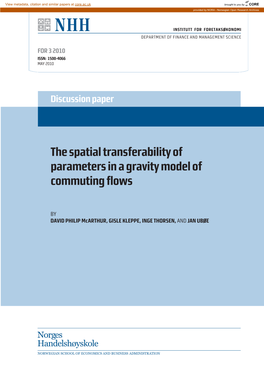 The Spatial Transferability of Parameters in a Gravity Model of Commuting Flows