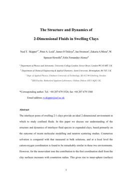 The Structure and Dynamics of 2-Dimensional Fluids in Swelling