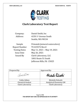 Clark Laboratory Test Report