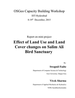 Effect of Land Use and Land Cover Changes on Salim Ali Bird Sanctuary