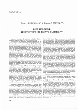 Late Holocene Fluctuations of Brenva Glacier (***)