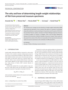 Weight Relationships of Fish from Preserved Museum Specimens