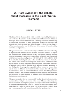 2. Hard Evidencen: the Debate About Massacre in the Black War In