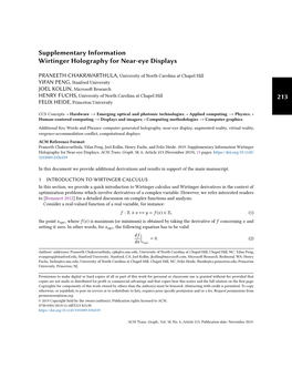 Supplementary Information Wirtinger Holography for Near-Eye Displays