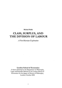 Class, Surplus, and the Division of Labour