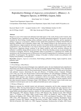 Reproductive Strategy of Aegiceras Corniculatum L.(Blanco.)-A