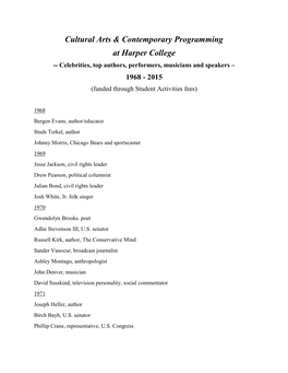 Cultural Arts & Contemporary Programming at Harper College