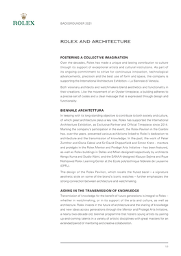 Rolex and Architecture